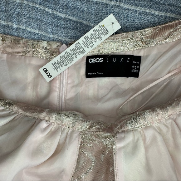 ASOS luxe curve halter neck mini jacquard open back swing dress size 12 - Picture 6 of 13